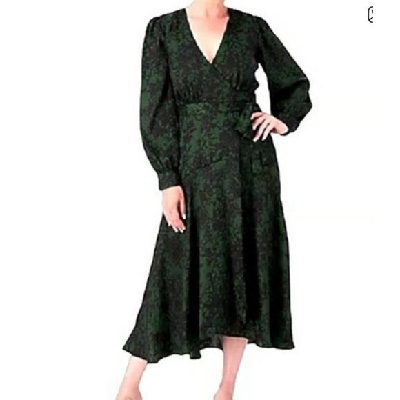 Susan Graver Occasions Printed Woven Jacquard Style Wrap Maxi Dress 2XP 18-20 - Picture 1 of 6